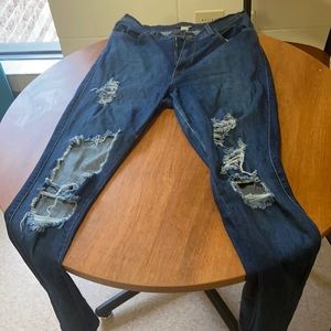 High-waisted distressed fashion nova jeans